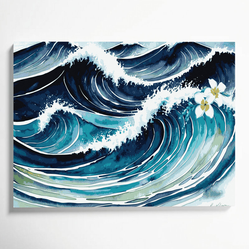 «Hawaiian Ocean Blues», art mural sur toile bleue, H 11 po x l 14 po