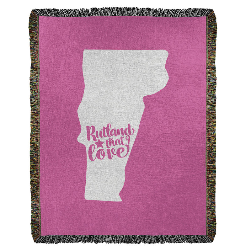 Jeté en coton tissé rutland vermont love, Rose, l 60 po x L 80 po