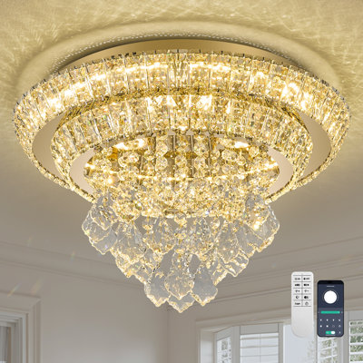 Plafonnier encastré en cristal 18 po