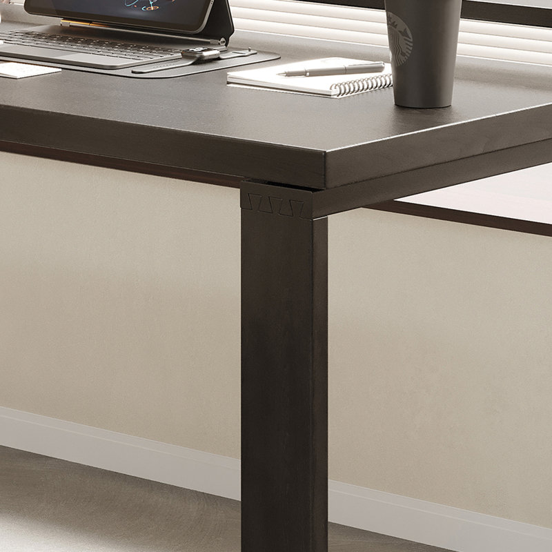 Simple Black Practical Solid Wood Writing Desk, 29.52" H x 55.11" W x 27.55" D