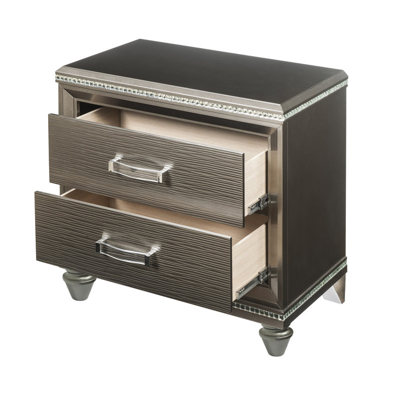 Luxor 2-Drawer Nightstand in Dark Champagne