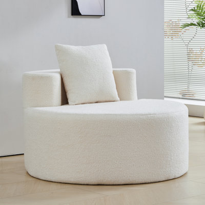 Chaise d'appoint rembourrée ronde en tissu de 39,37 po de largeur pour le salon et la chambre à coucher