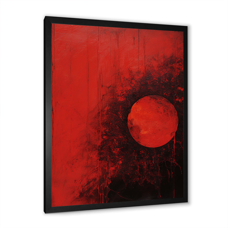 " Red Moon Scarlet Sphere ", Black Single Picture Framed, 40" H x 30" W x 1.5" D