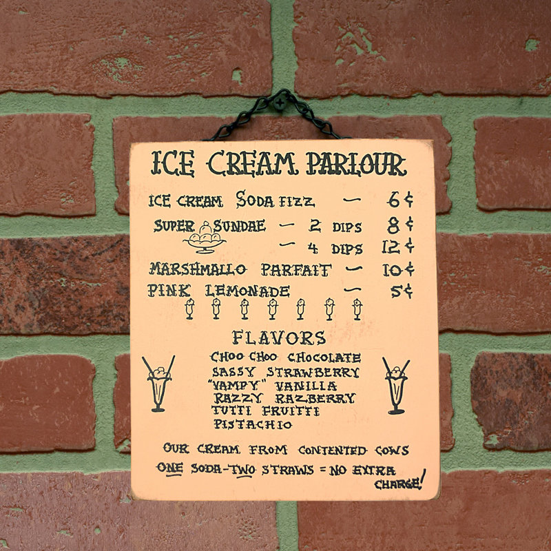 Vintage Ice Cream Parlor Hanging Menu Wooden Sign Kitchen Wall Art Home Decor Vintage Ice Cream Parlor Hanging Menu Wooden Sign Kitchen Wall Art Home Decor