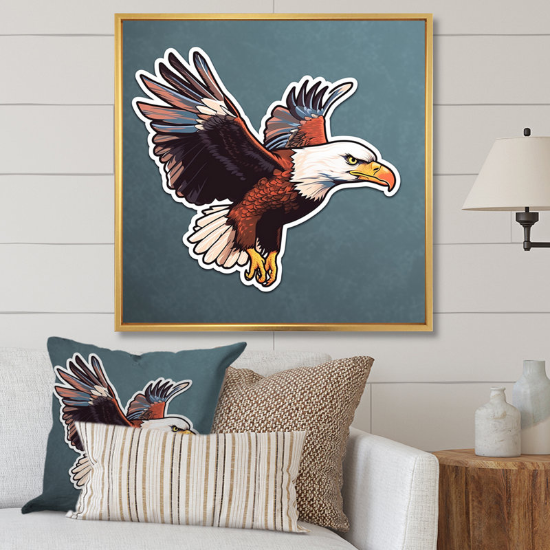American Bald Eagle I - animaux, art mural sur toile, H 36 po x l 36 po x P 1,5 po, Cadre flottant doré