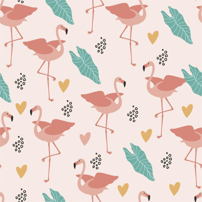 Flamingo Leaves Peel & Stick Wallpaper N05193