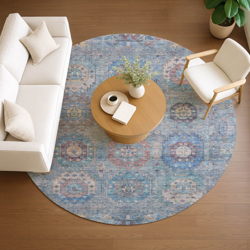 Machine Washable Indoor/Outdoor Lafferty ACN2227 Panel Rug, Round 8'