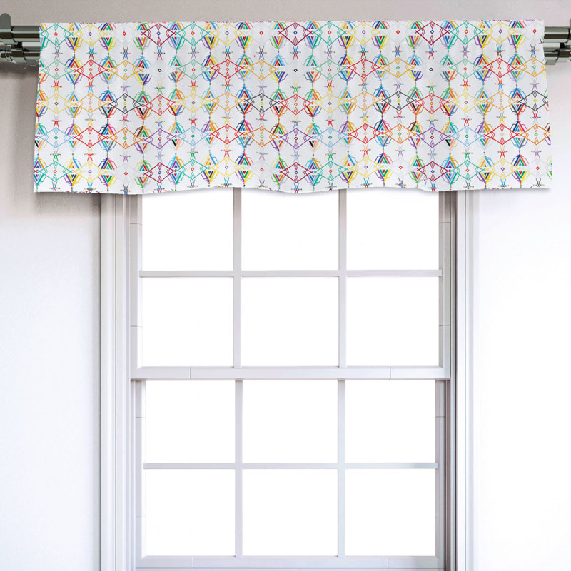 Sateen Geometric Ruffled Window Valance