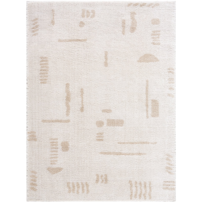Machine Washable Shaggy Boho Beige Area Rug, Rectangle 140 x 200cm