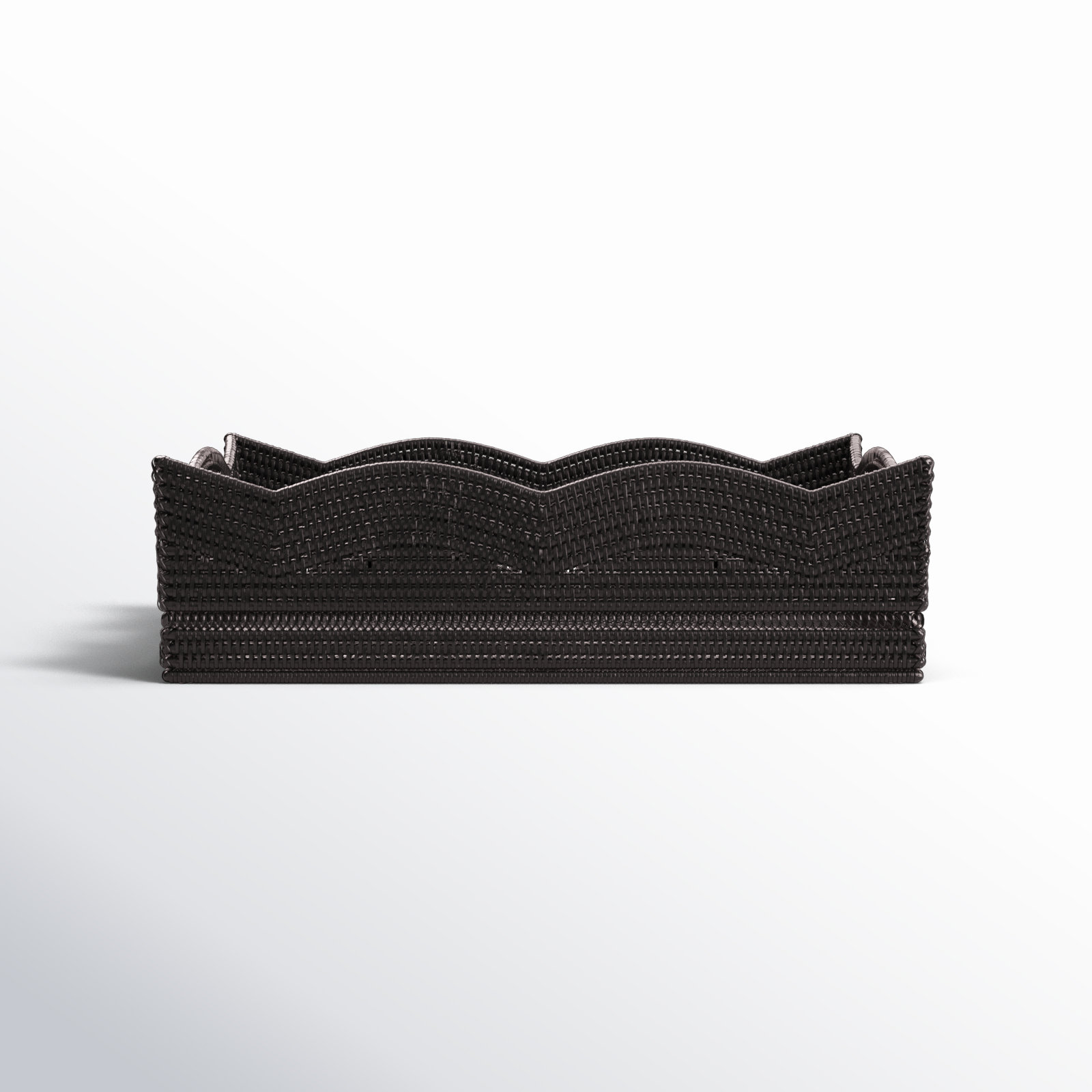 Landry Rattan Tray - Set of 1, 6" H x 20" W x 16" D, Tudor Black