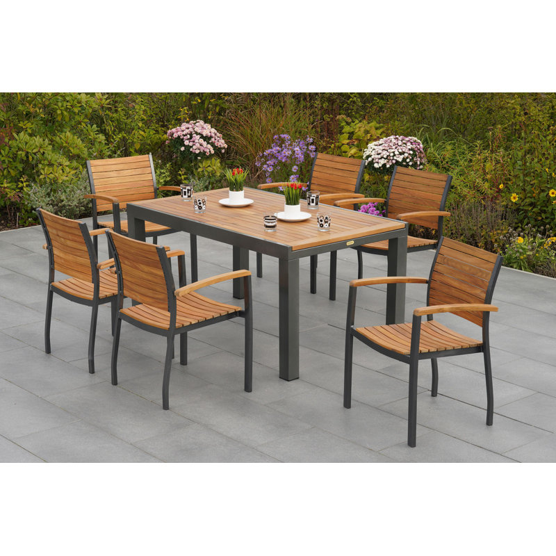 Barile 6 - Person Patio Dining Set with Extendable Rectangular Table