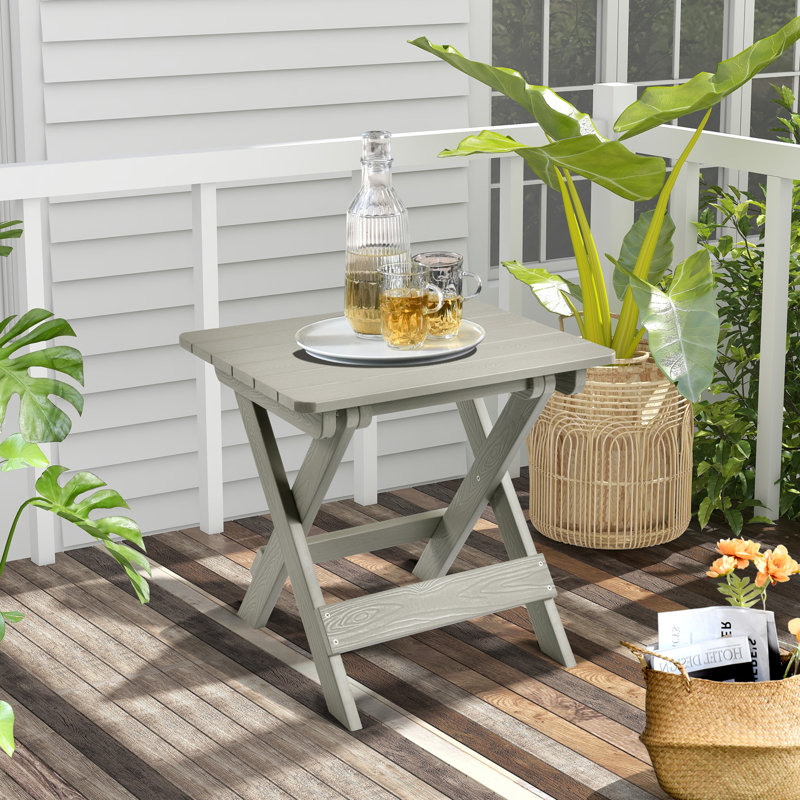 Rectangular Outdoor Folding Side Table, Light Grey