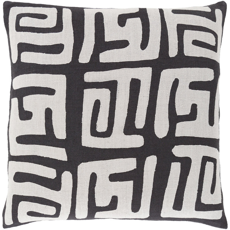 Nairobi Geometric Pillow Cover, 22" H x 22" W x 0.25" D, Gray\Black