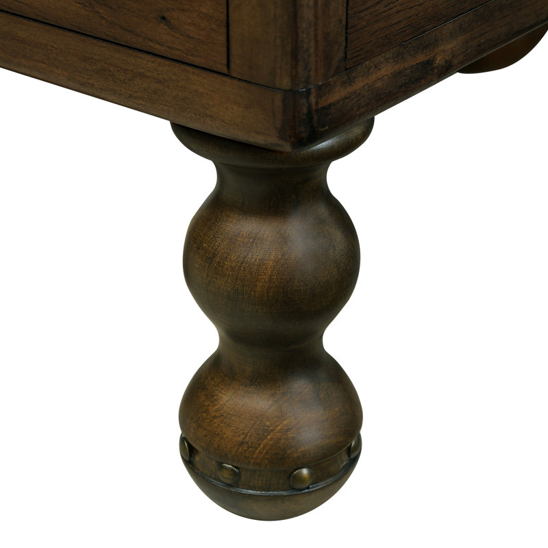 Table de salon - bois massif, couleur, pieds à rivets, surface de travail antique 3 avec plateau chauffant, Espresso