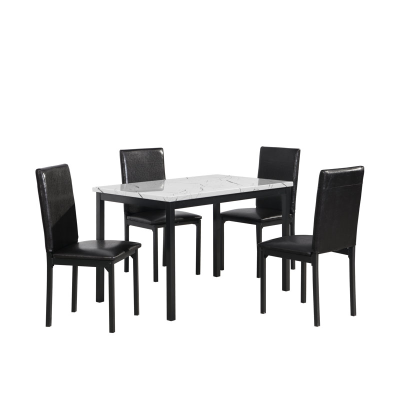 Bueschel 4 - Person Dining Set , Black, White