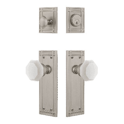 Ensemble d'entrée de mission Nostalgic Warehouse avec bouton en cristal Waldorf blanc