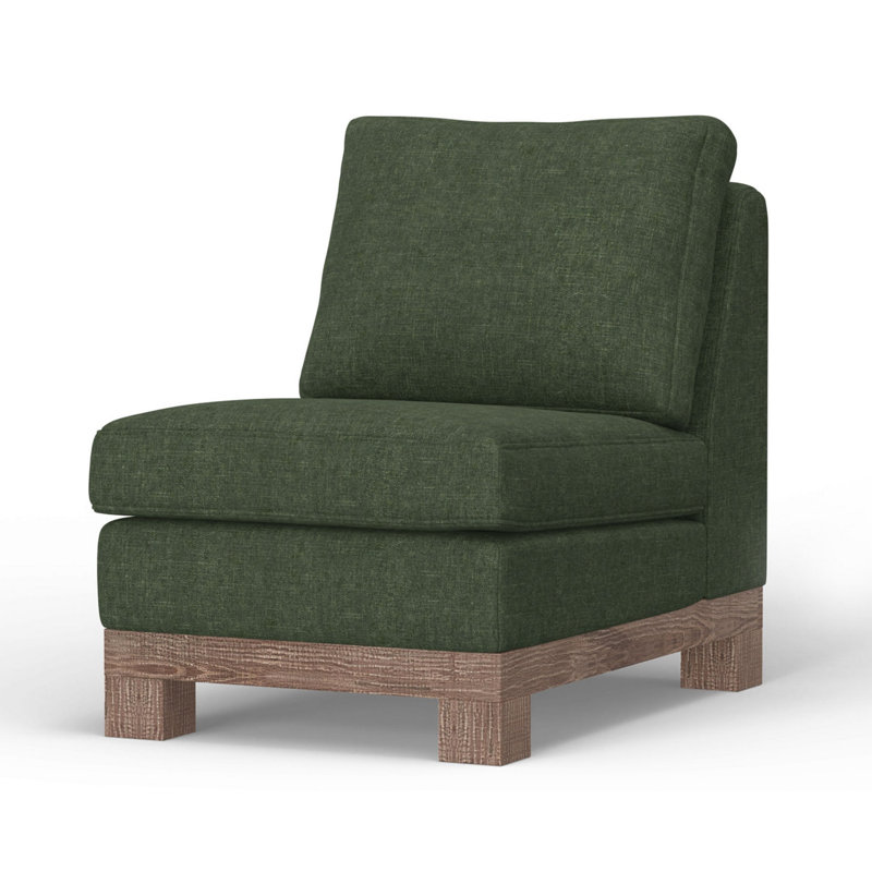Structure et base en bois, fauteuil sans accoudoirs, Vert olive
