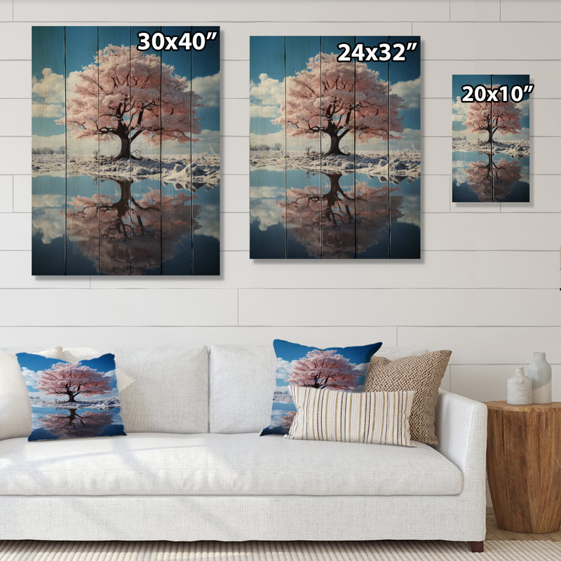" Pink Tree Whimsical Reflections ", 40" H x 30" W x 0.78" D