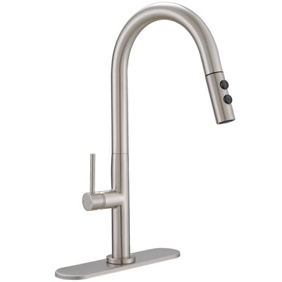 Single Handle Pull Down Sprayer Kitchen Faucet In Brushed Nickel