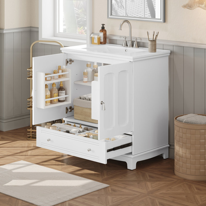 Meuble-lavabo 30 po avec lavabo en céramique, Blanc