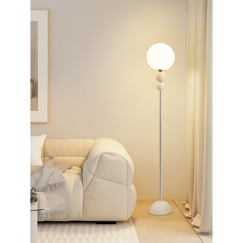 Lampe sur pied moderne en fer et PVC minimaliste, Crème, crème