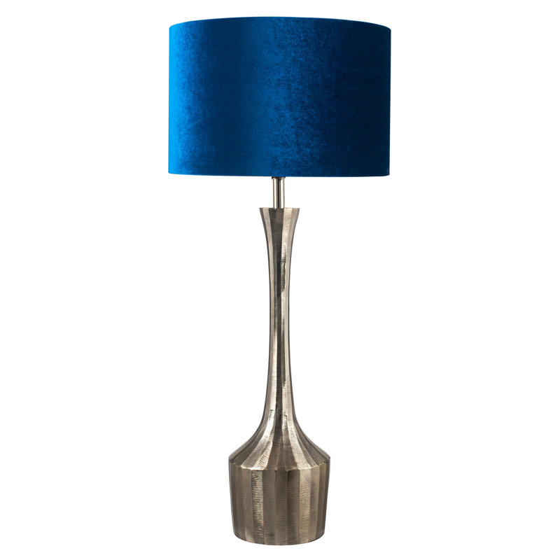 Aimon Velvet Drum Lamp Shade ( Screw On ), 23cm H x 35cm W x 35cm D, Sapphire