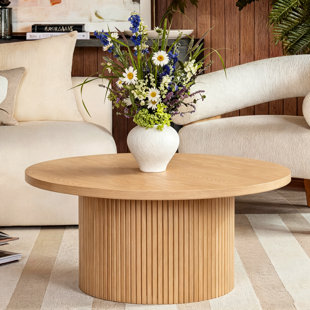 Pedestal Wood Round Coffee Table