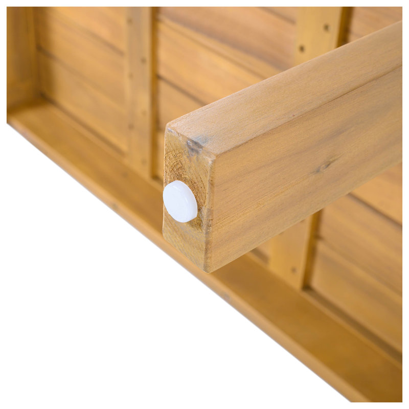 Ensemble de conversation d'extérieur 2 pièces en bois d'acacia avec coussins imperméables, beige et finition naturelle