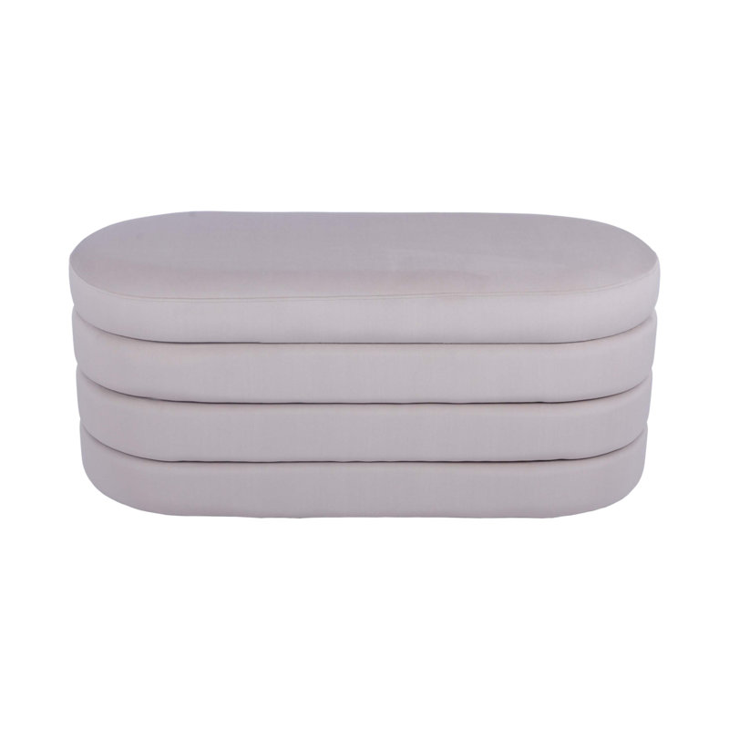 Velvet Ottoman Bench With Storage, Taupe