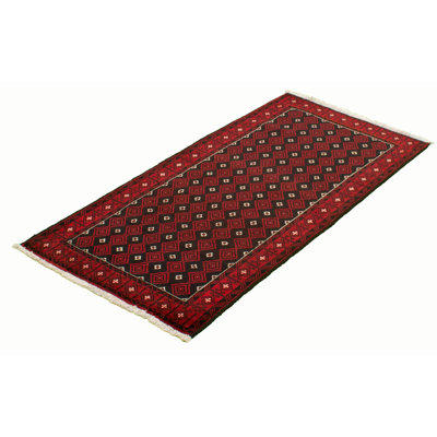 Hand-Knotted Rizbaft Dark Red Wool Rug 3'4" X 6'7"