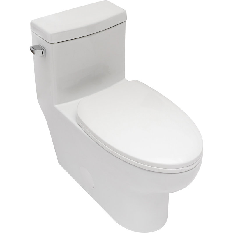 Toilette en céramique une pièce - chasse au siphon, siège à fermeture douce, haute, faible absorption d'eau, blanc, look moderne, contenu en porcelaine, blanc