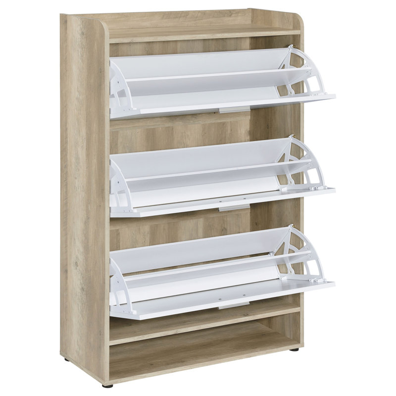 Armoire à chaussures en bois d'ingénierie à 3 niveaux Kyla, Blanc