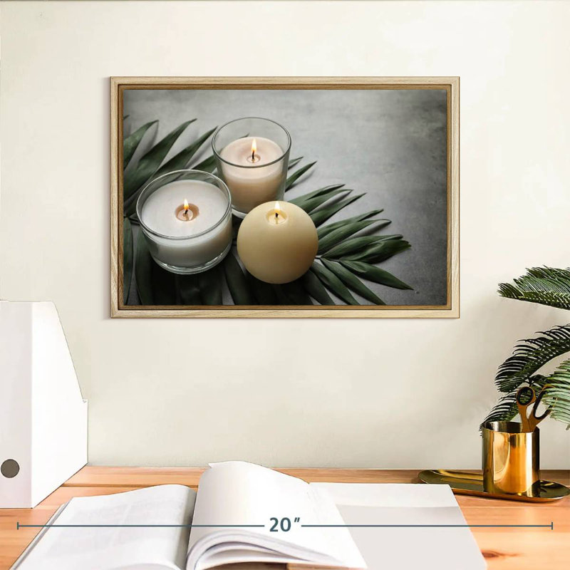 Bougies de spa, Cadre flottant en bois naturel, 13 po x 9 po