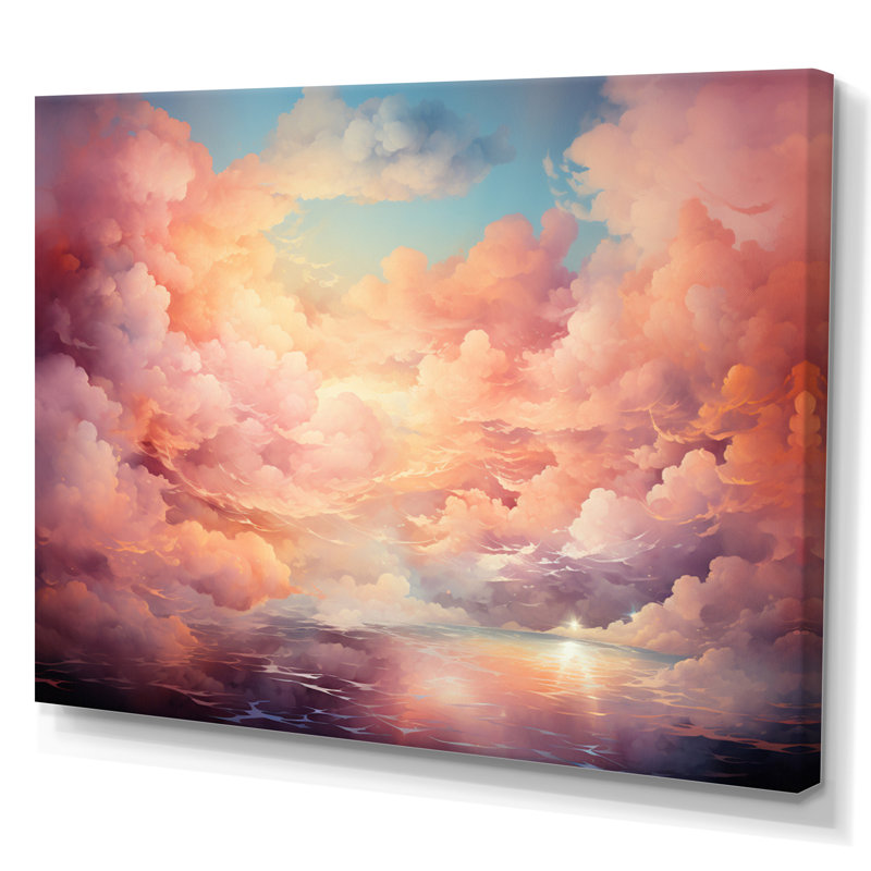 «Peach Sky Astral Symphony I» sur toile, H 24 po x l 32 po x P 1 po, Toile tendue