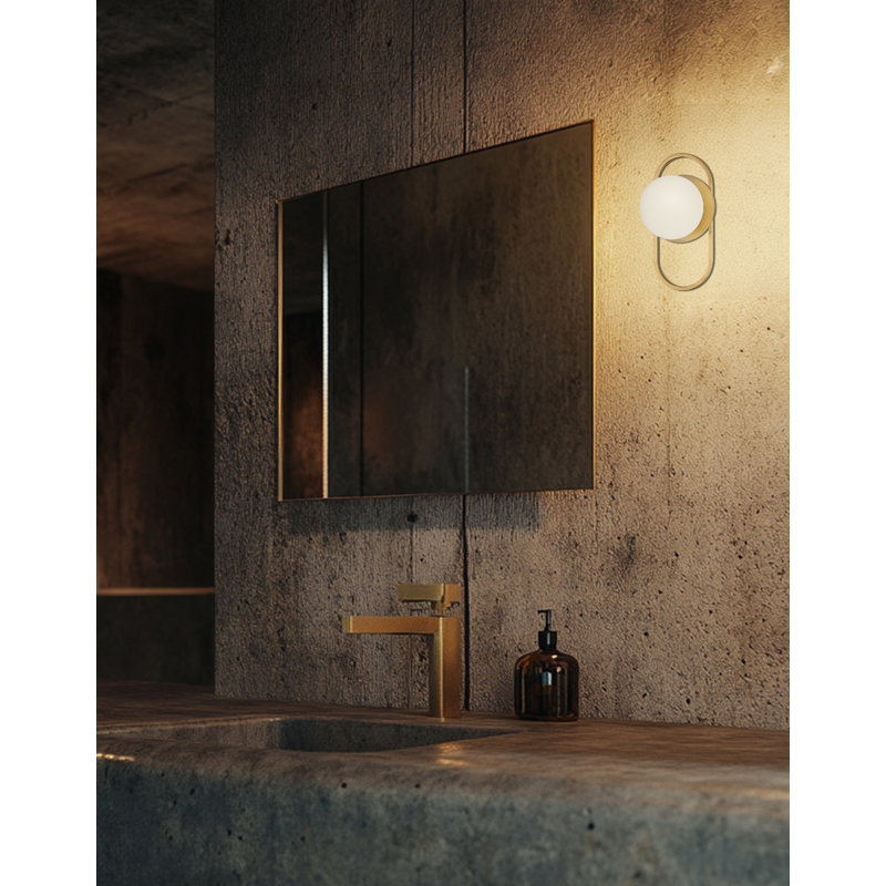 Applique murale décorative 1 lumière Burlat, Laiton vieilli, Blanc