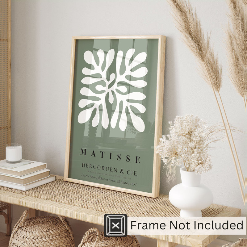 Abstrait vert sauge matisse abstraite, reproduction d'art bohémienne sans cadre, H 30 po x l 20 po