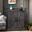 Farmhouse End Table With Charging Station, An Adjustable Shelf And Black Handles And Hinges-2047608727