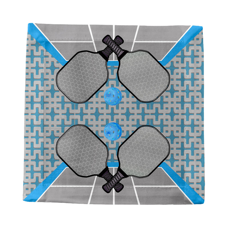 Pickelball Anyone Cotton Sateen Cocktail Napkins, Silver Blue