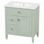 Meuble-lavabo 30 po avec lavabo, meuble-lavabo avec un tiroir rabattable et deux tiroirs, tablette réglable, bois massif et panneau de fibres à densité moyenne, vert-129184897