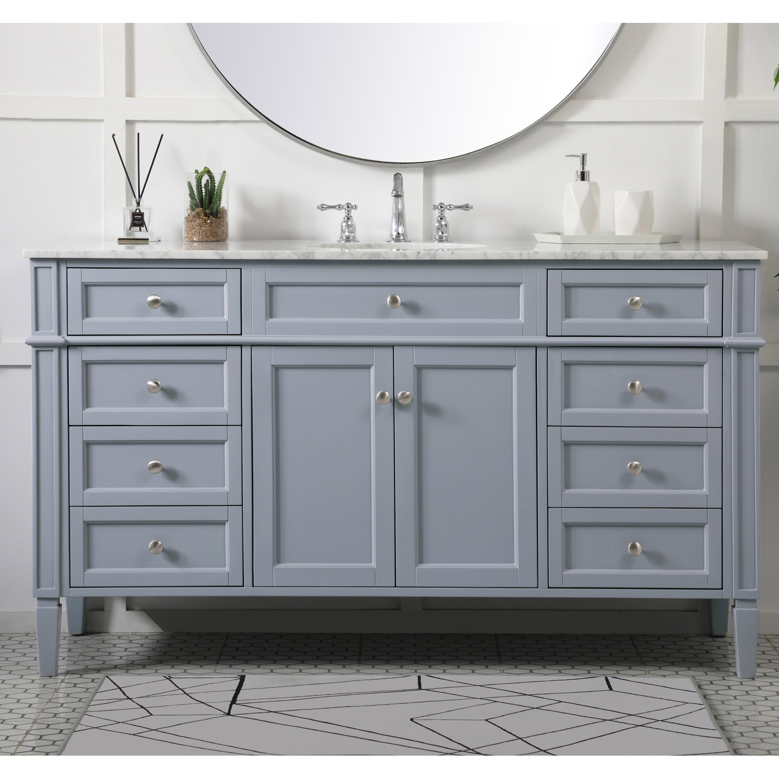 Rivers 60'' Single Bathroom Vanity, Gray