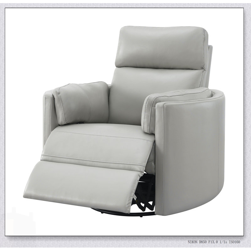 Fauteuil inclinable oscillant en similicuir gris Sagen avec siège pivotant, confortable et élégant pour la vie moderne