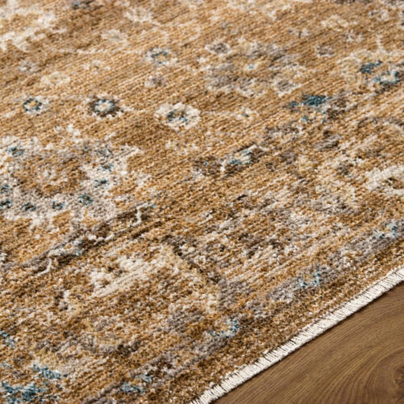 Wilfrieda tissé à la machine, Tan/Brown/Ivory/Green, Rectangle 6'7" x 9'