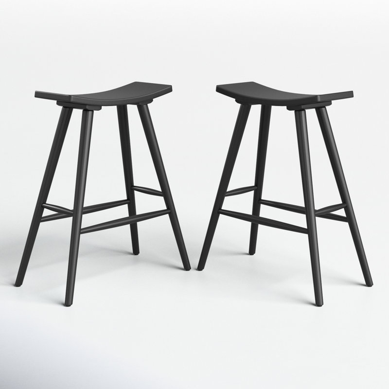 Ashray Solid Wood Counter Stool, Black