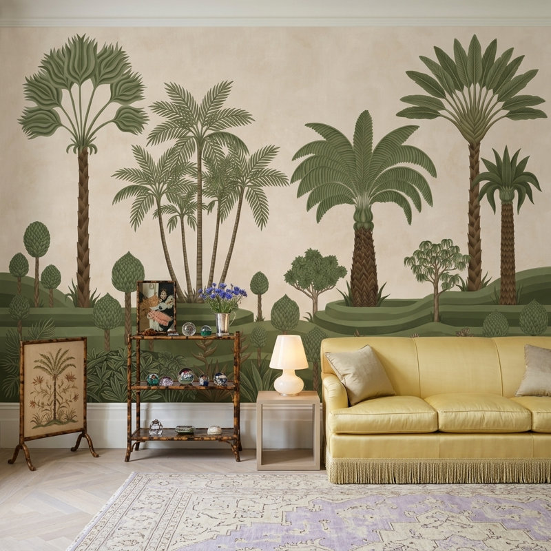 Décoration murale botanique amovible, 100 po x 96 po, Peler et coller