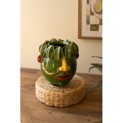 Ceramic Head Planter – Decorative Starfruit Green Pot