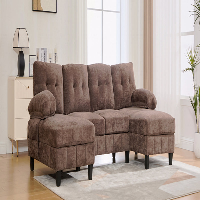 Canapé modulaire Basic, canapé en U en chenille de 103,5 po avec méridienne double, poches de rangement et coussins décoratifs avec accoudoirs Basic