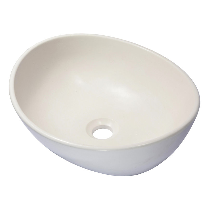 Eden Bath 13.4'' Concrete Oval Bathroom Sink, White
