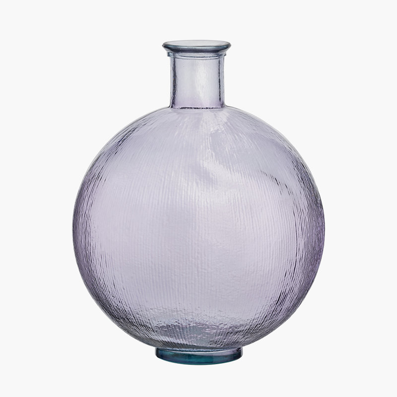 Round Recycled Glass Vase, Lilac