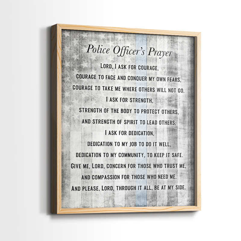 Police Prayer Framed Print - Solid Wood, Natural, 21" H x 17" W