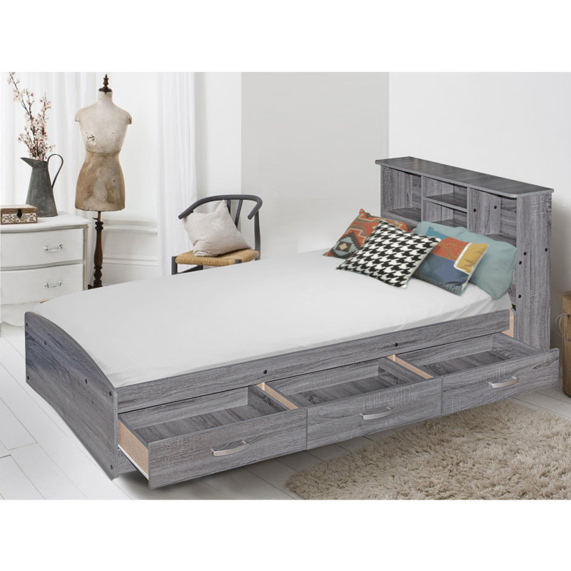 Signorelli Bookcase Storage Bed, Gray, Twin